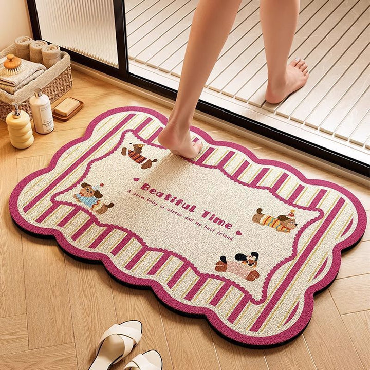 Playful Dog-Themed Bath Rug