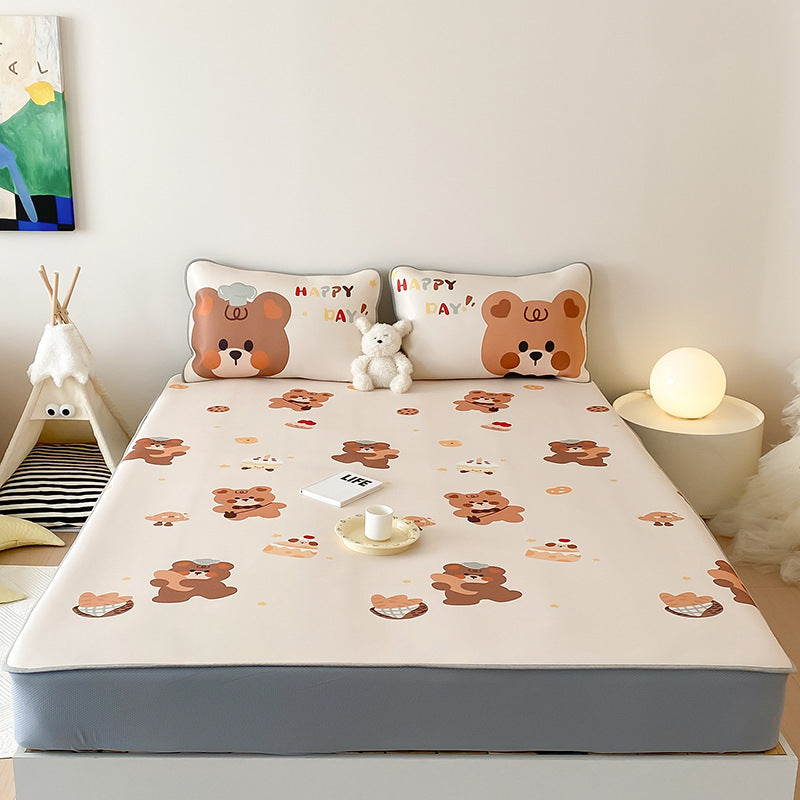 Kids Mattress Protector Topper with Non-Slip Bottom and Cute Bear Print