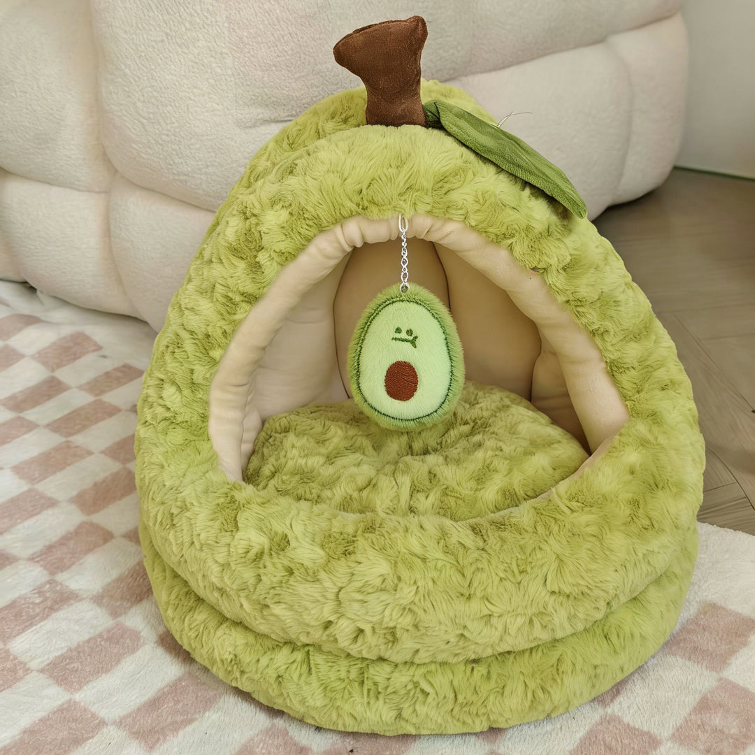 Avocado-Themed Cozy  Cave   Dog Bed