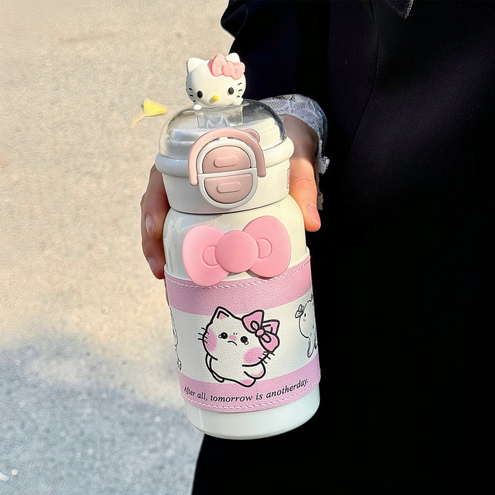 Women's creative water bottle with interactive lid and cute Kalsten design
