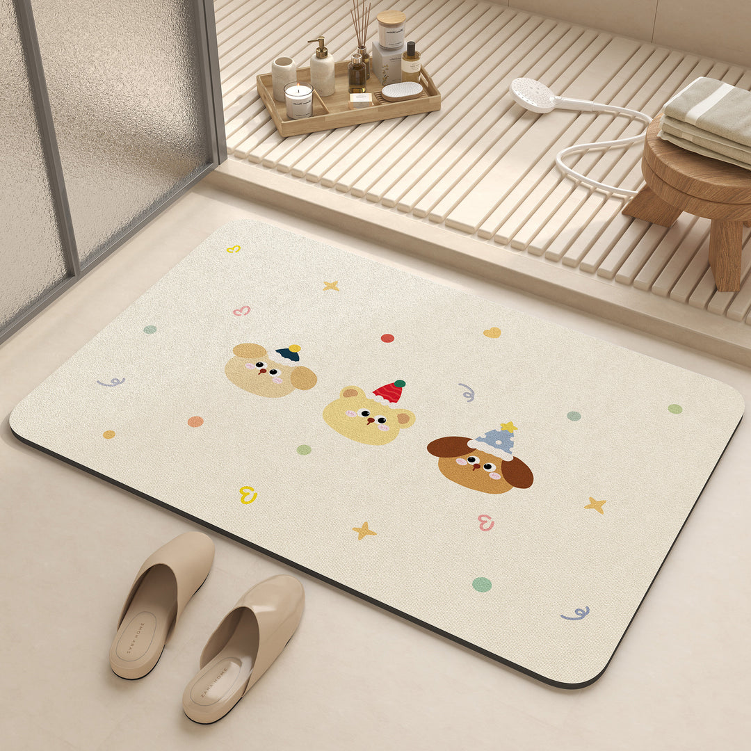 Playful Cartoon Dog-Themed Bath Mat Kalsten