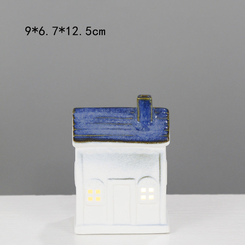 Ceramic House-Shaped Decorative Lantern Kalsten