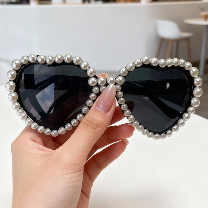 Heart-Shaped Rhinestone-Embellished Sunglasses Kalsten