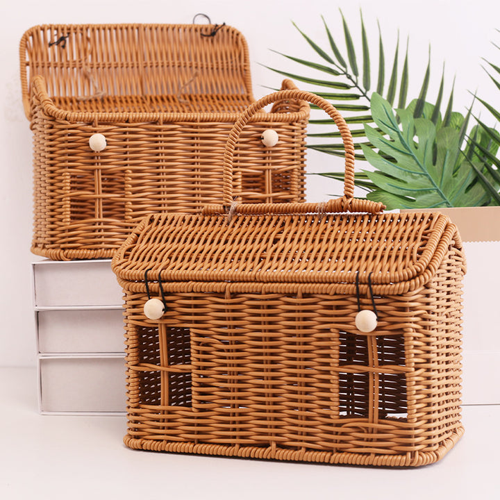 Charming Woven Storage Basket with Lid Kalsten