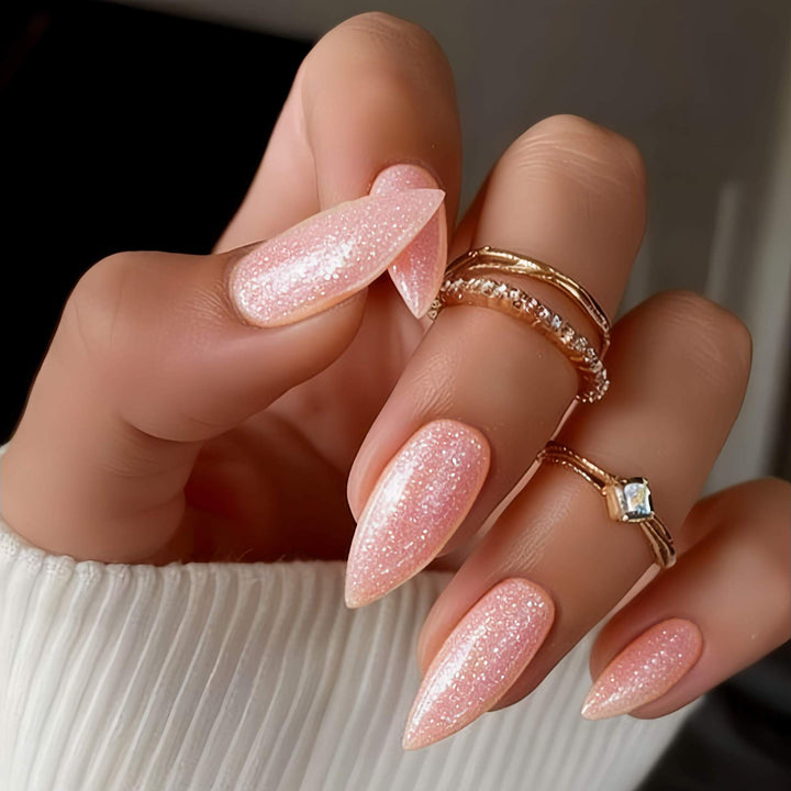 Glittering Almond-Shaped Press-On Nails Set Kalsten