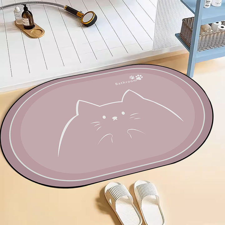 Cute Cat-Themed Bath Mat