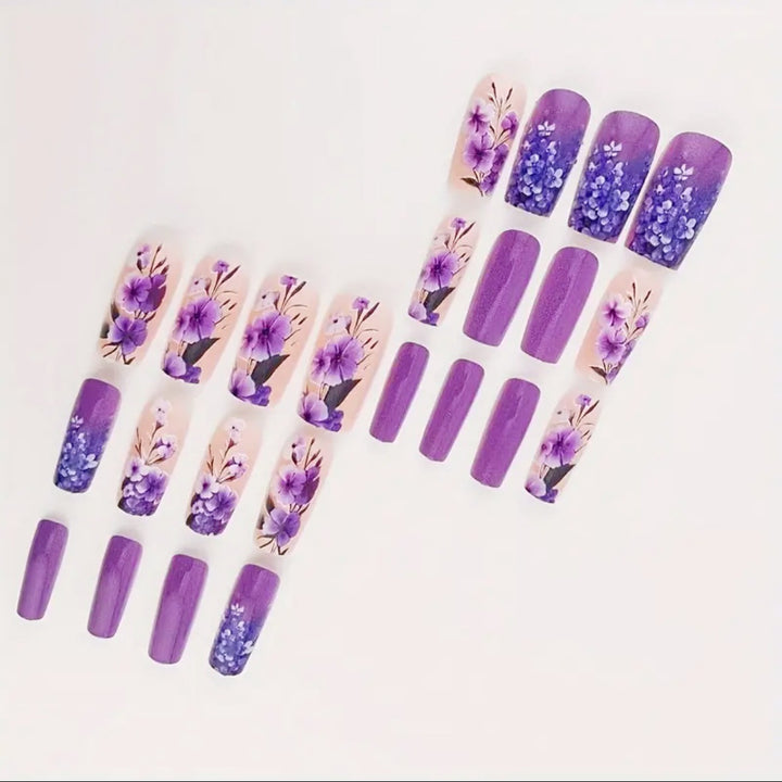 Artificial Nail Set with Floral 3D Designs Kalsten