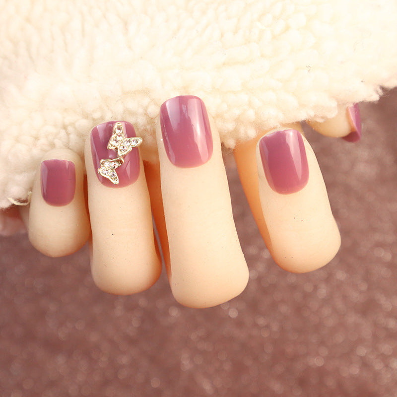 Elegant Press-On Nail Set with Butterfly Accent