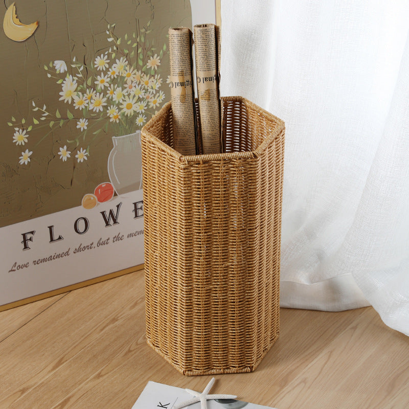Unisex Handwoven Storage Basket with Hexagonal Shape Kalsten