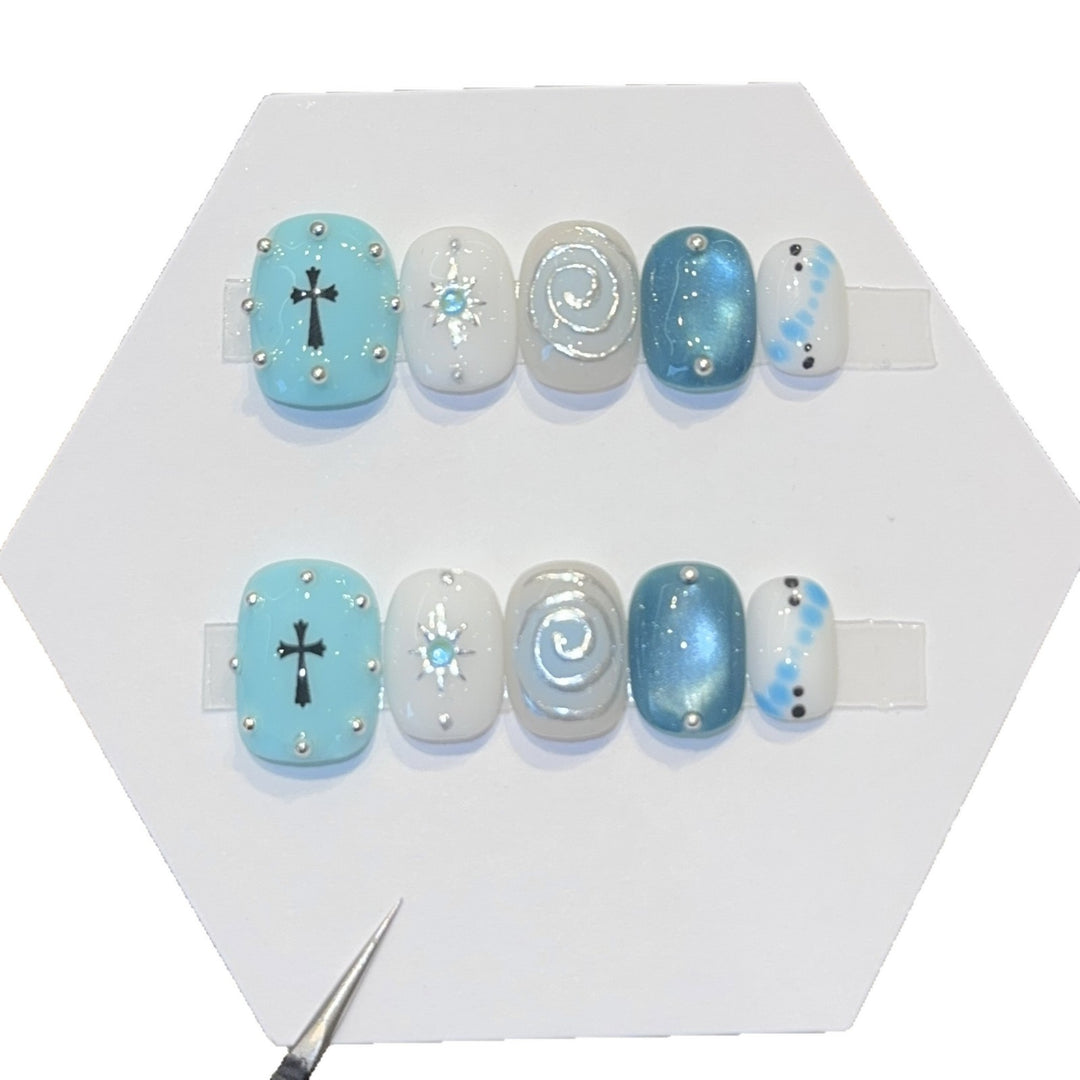 Artificial nail tips with creative geometric designs Kalsten