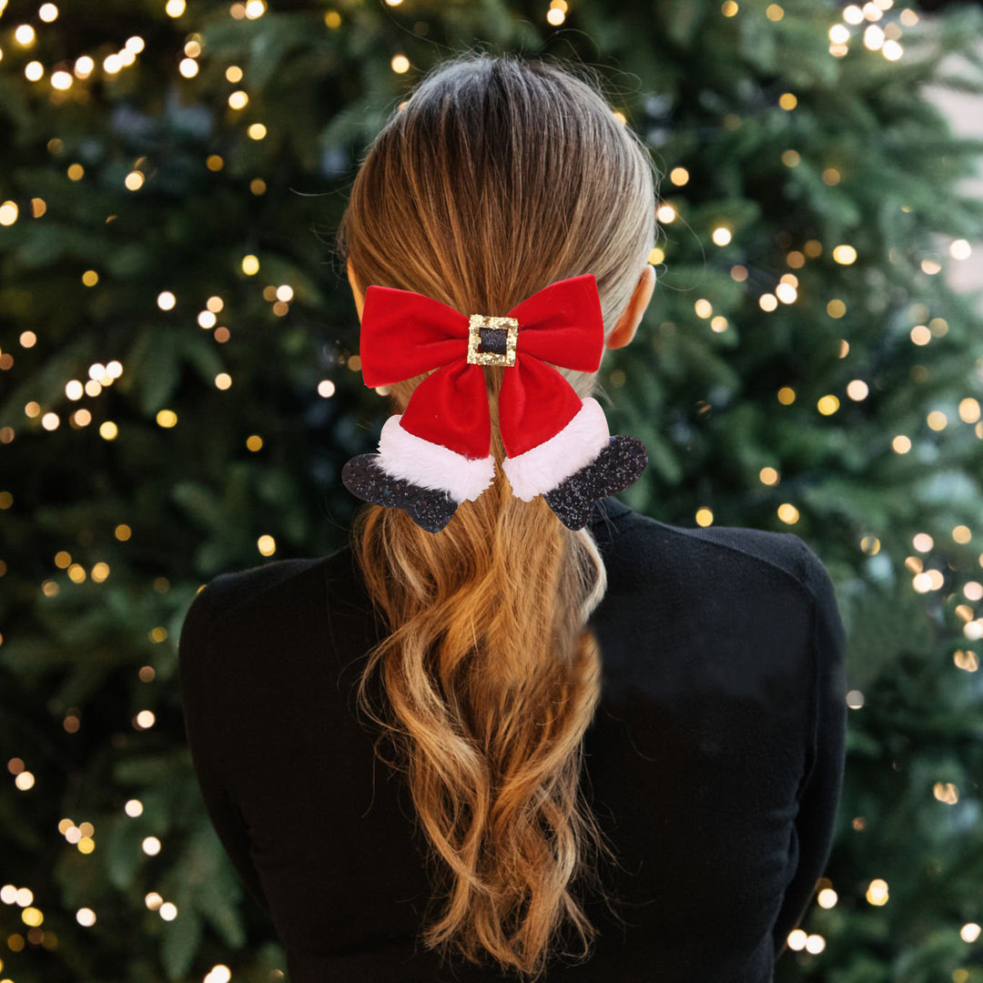 Shimmering Christmas boots with bow