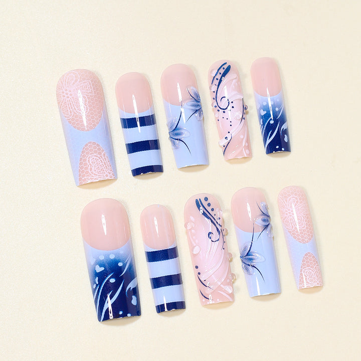 Artistic Nail Design Set with Ocean-Inspired Accents Kalsten