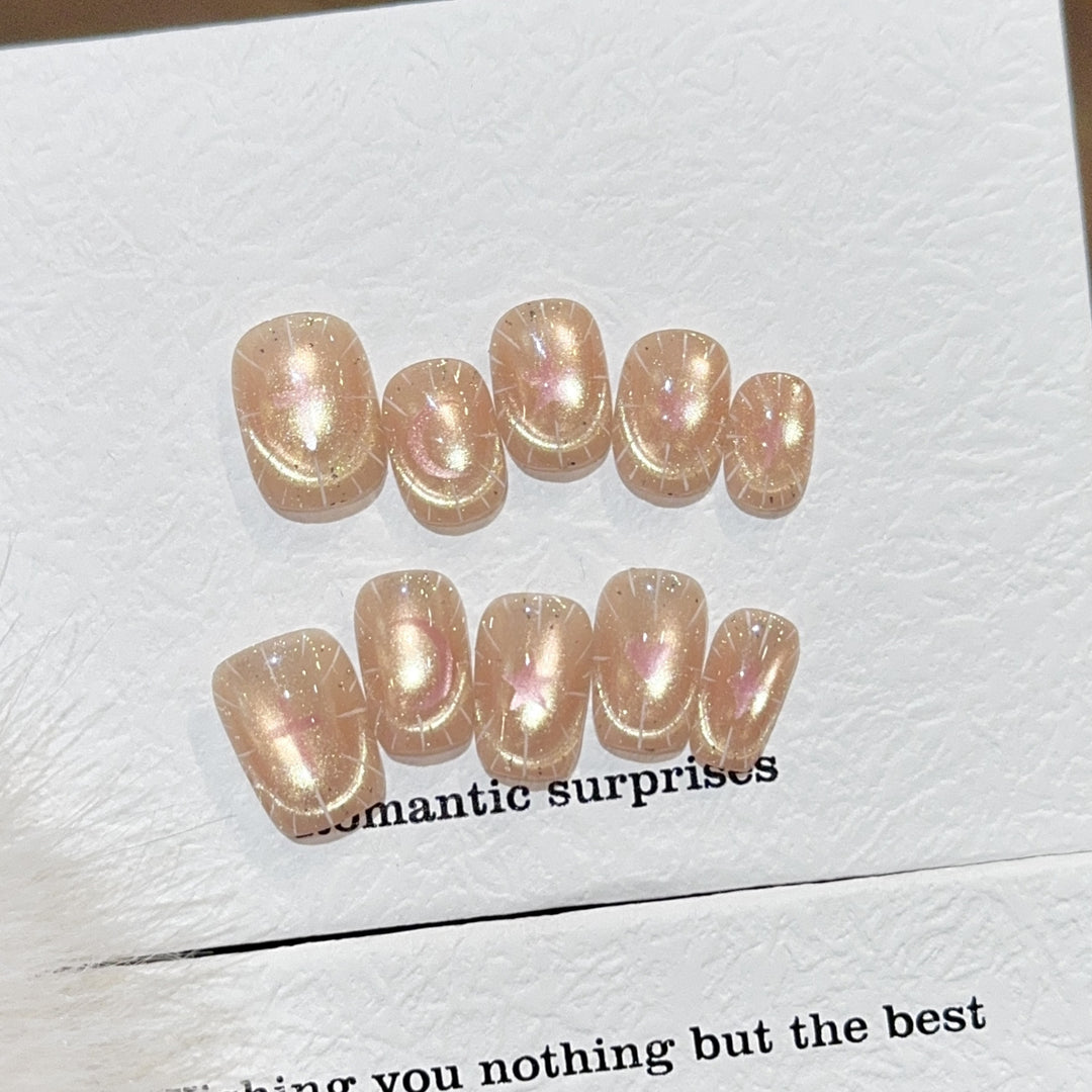 Shiny artificial nail tips with romantic shimmer Kalsten