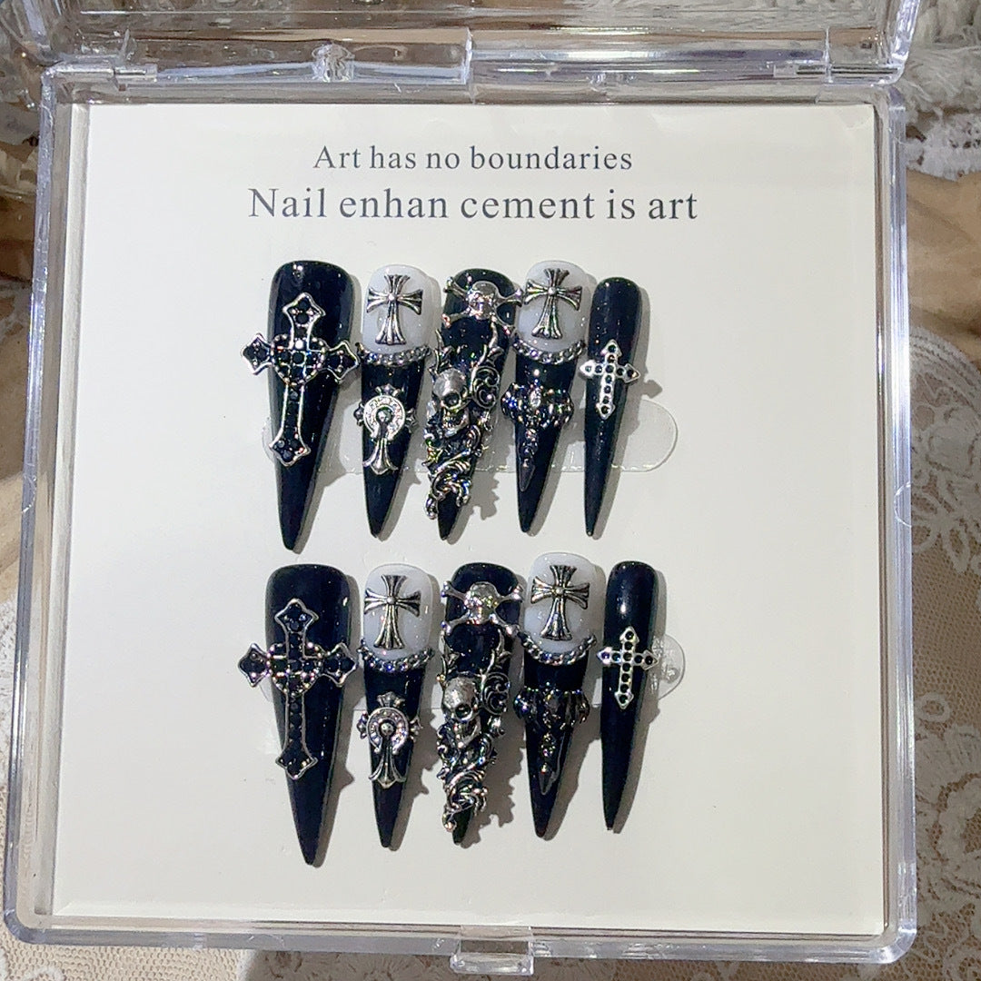 Gothic-Themed Press-On Nail Art Set