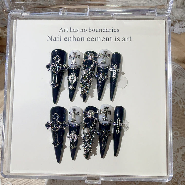 Gothic-Themed Press-On Nail Art Set