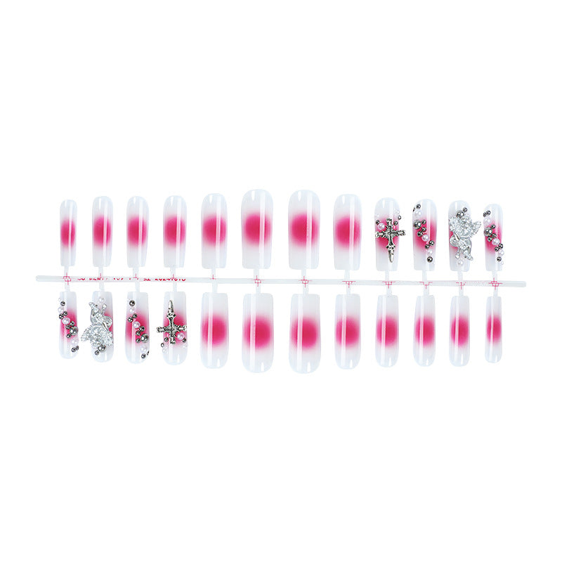 Decorative Nail Art Press-On Nails Set with Elegant Gem Accents kalsten