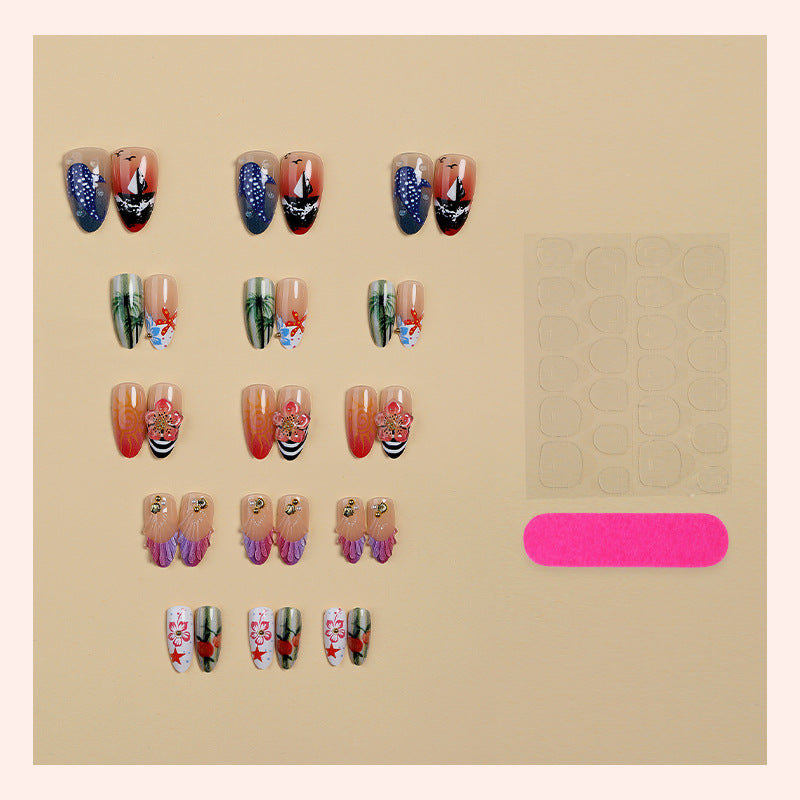Artistic Coastal Themed Press-On Nail Set kalsten