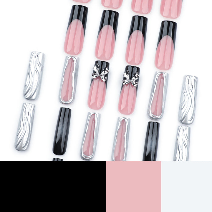 Artistic Nail Extensions with Metallic Design Kalsten