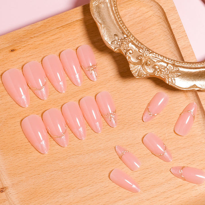 Artistic Pointed Press-On Nails with Gold Accents Kalsten