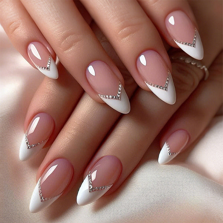 Elegant Pointed Press-On Nails with Rhinestone Accents Kalsten