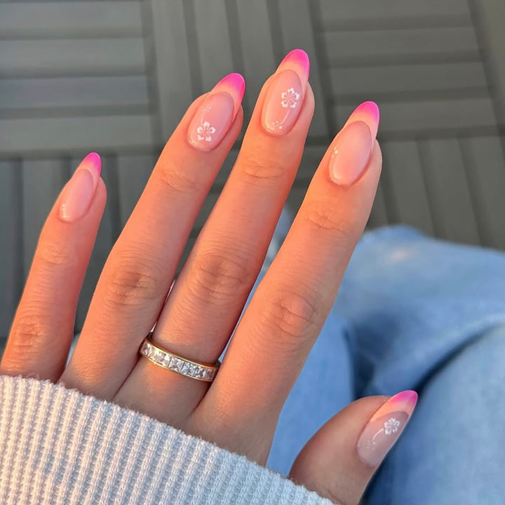 Floral French Tip Press-On Nails Kalsten