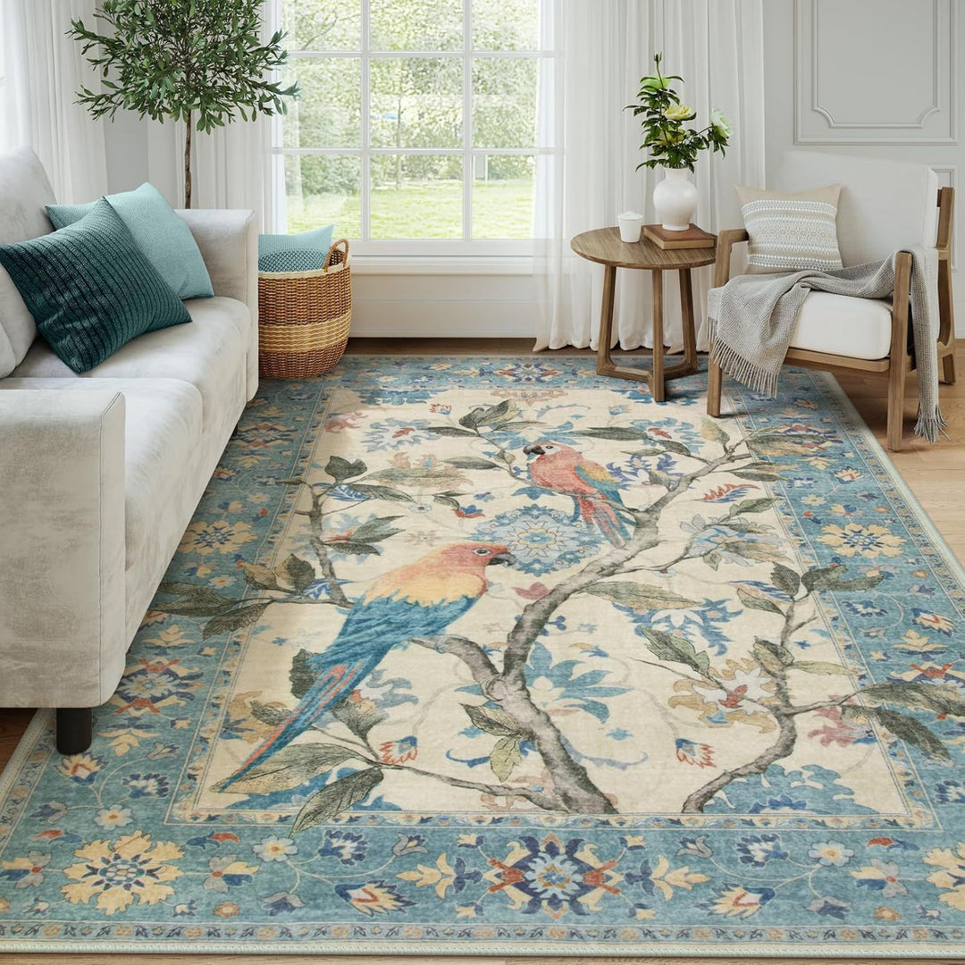 Ornate Bird Design Area Rug