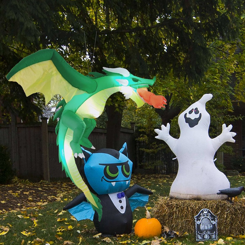 Inflatable dragon with light and fireball