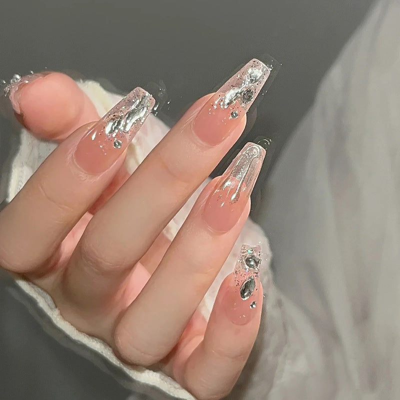 Decorative Stiletto Press-On Nails with Gemstone Accents Kalsten