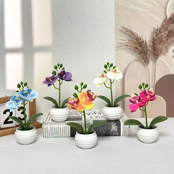 Lifelike Decorative Orchid Plant Arrangement for Home Decor