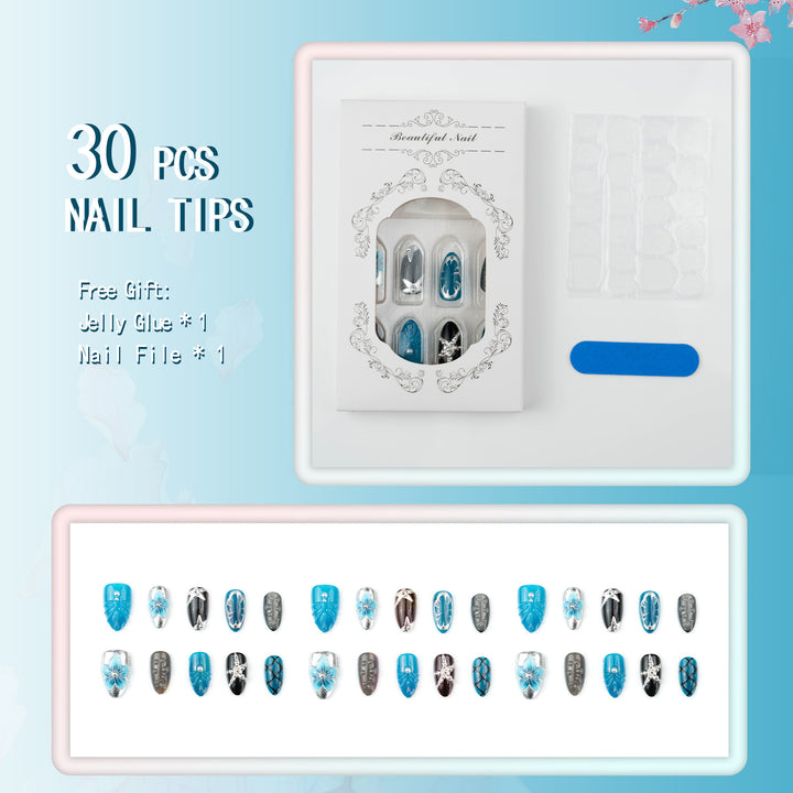 Artificial nails with floral and metallic accents Kalsten