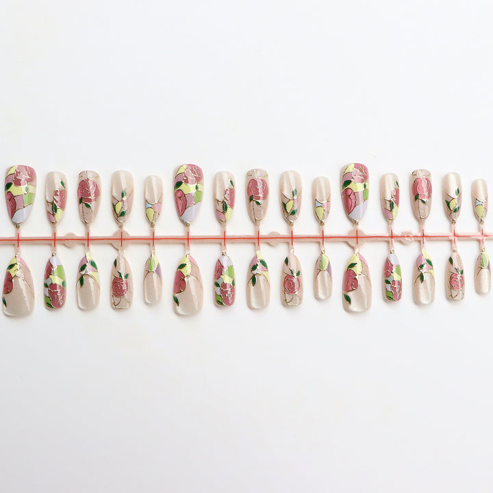 Floral Themed Press-On Nail Art Set Kalsten