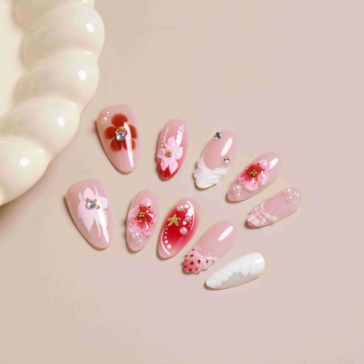 Elegant Floral Design Press-On Nail Set Kalsten