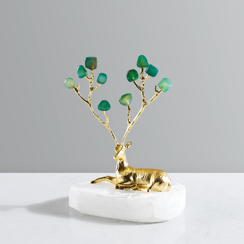 Artistic Deer Sculpture with Gemstone Accents