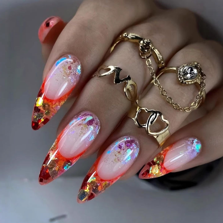 Glittering Stiletto Artificial Nails Kalsten