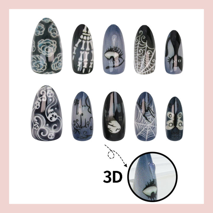 Halloween Artificial Nail Set with Unique Spooky Designs Kalsten