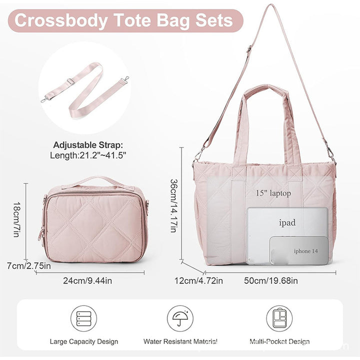 Elegant and Versatile Fabric Handbag with Detachable Cosmetic Bag Kalsten