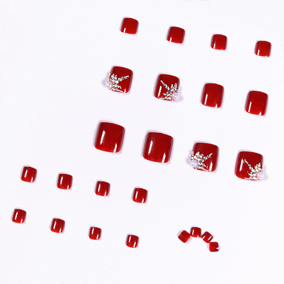 Artful toenail design with elegant rhinestone design Kalsten