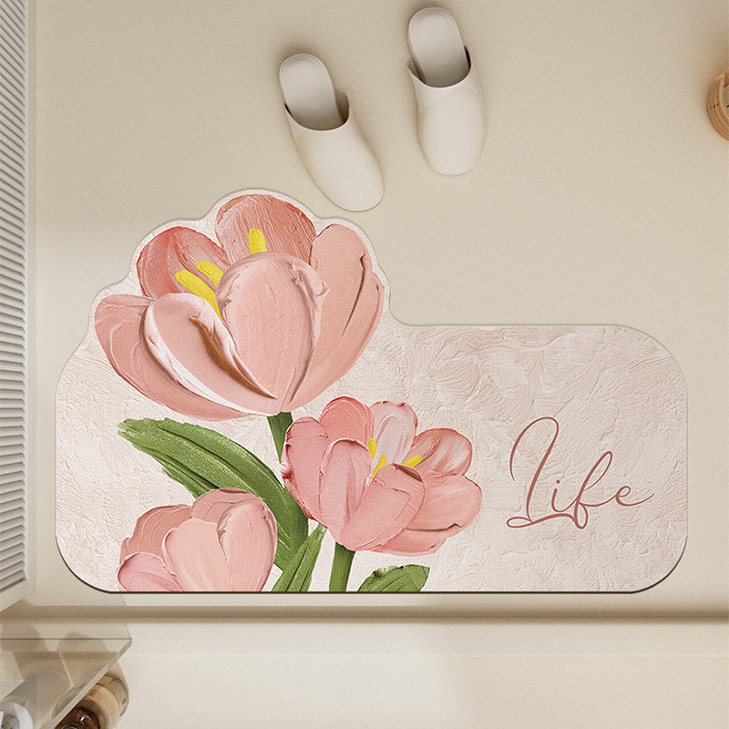 Floral-Themed Non-Slip Bath Mat