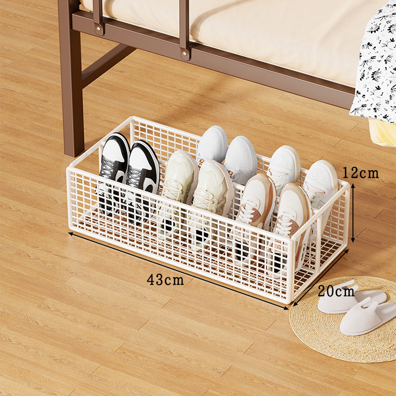 Low-Profile Metal Mesh Under-Bed Shoe Storage Drawer with Removable Dividers