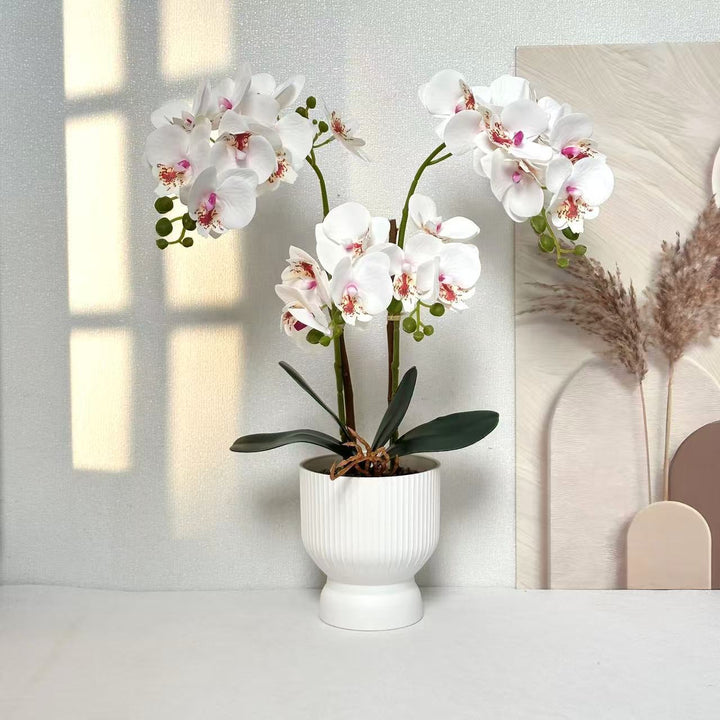 Elegant Faux Orchid Arrangement for Tabletop Home Decor