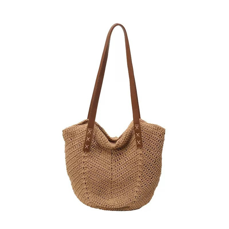 Shoulder Bag Made of Hand-Woven Straw Mix Kalsten