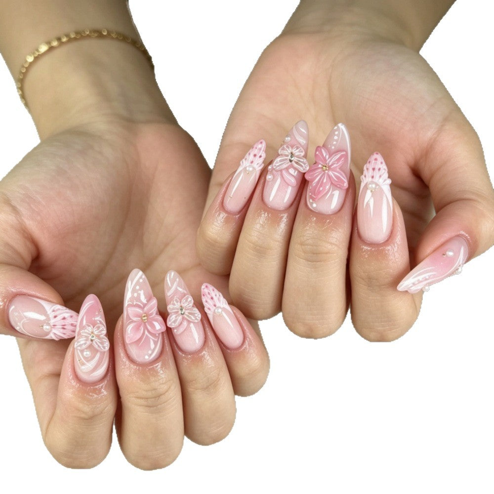 Artificial nails with romantic flower and butterfly accents Kalsten