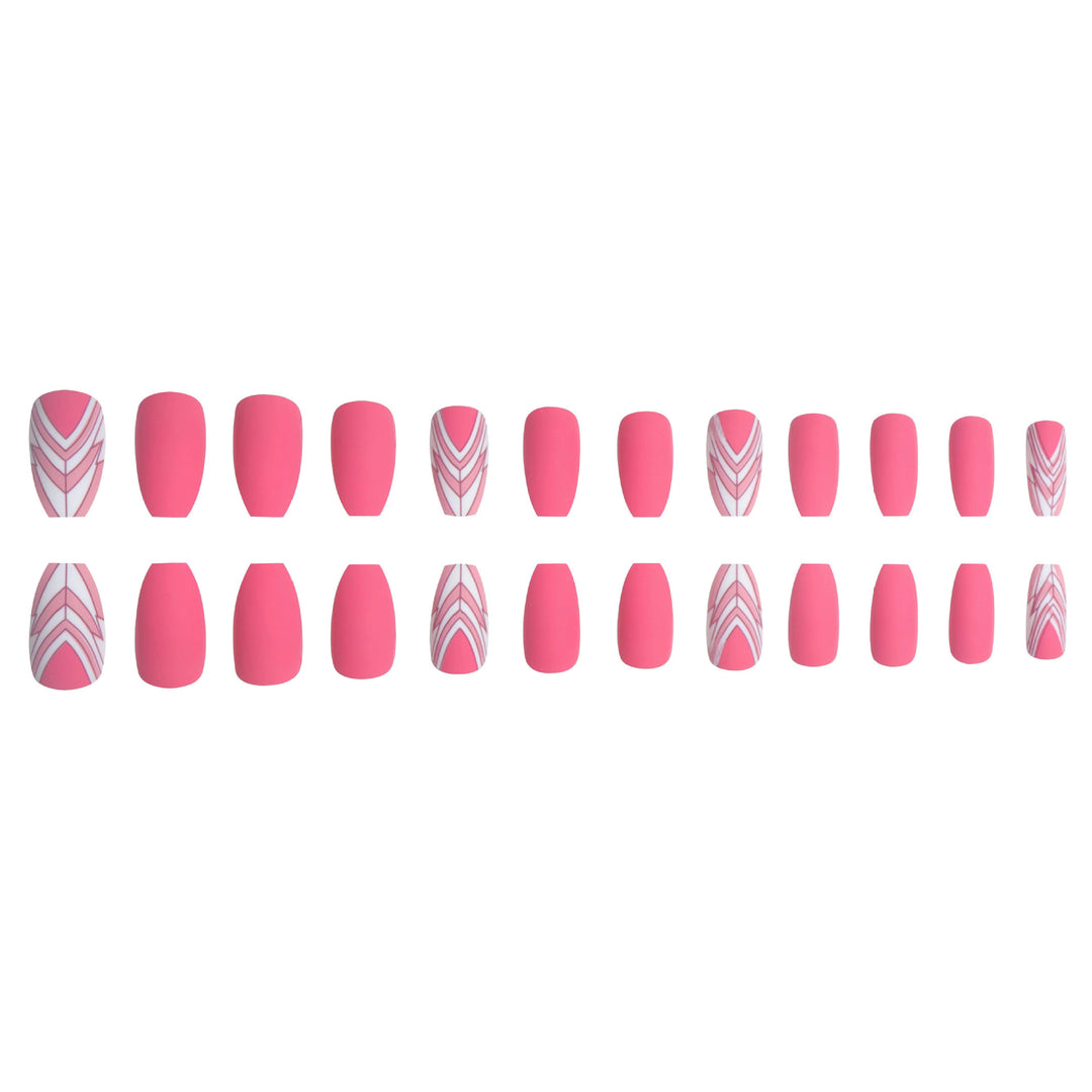 Trendy Geometric Pattern Long Press-On Nails Kalsten