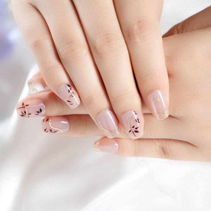 Artistic Press-On Nail Set with Floral Design Kalsten
