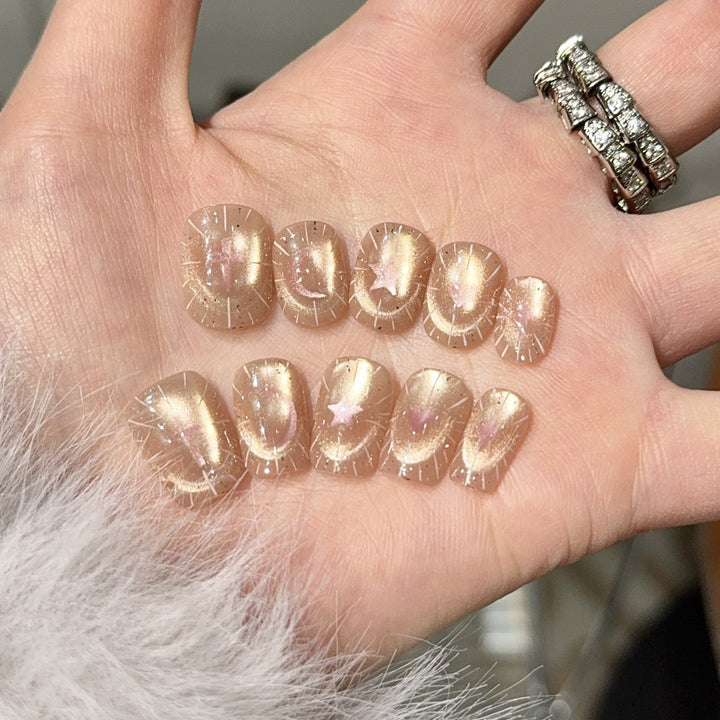Shiny artificial nail tips with romantic shimmer Kalsten