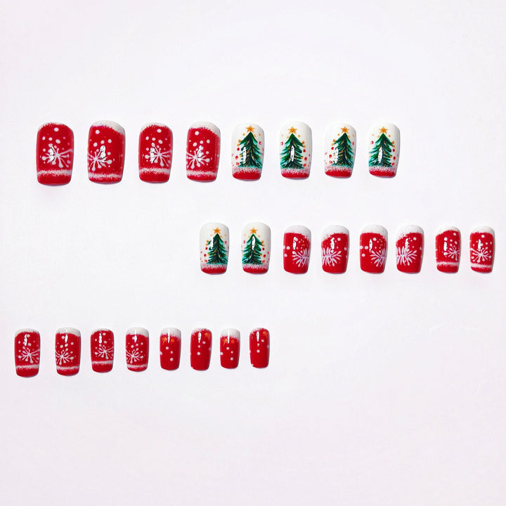 Artificial nails with festive Christmas tree motif Kalsten