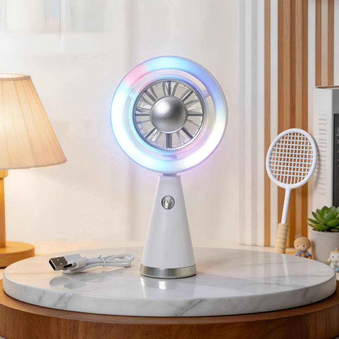 Women Portable RGB Hand Fan with USB Charging Function Kalsten