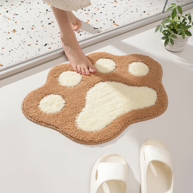 Paw Print Shaped Plush Bath Mat Kalsten