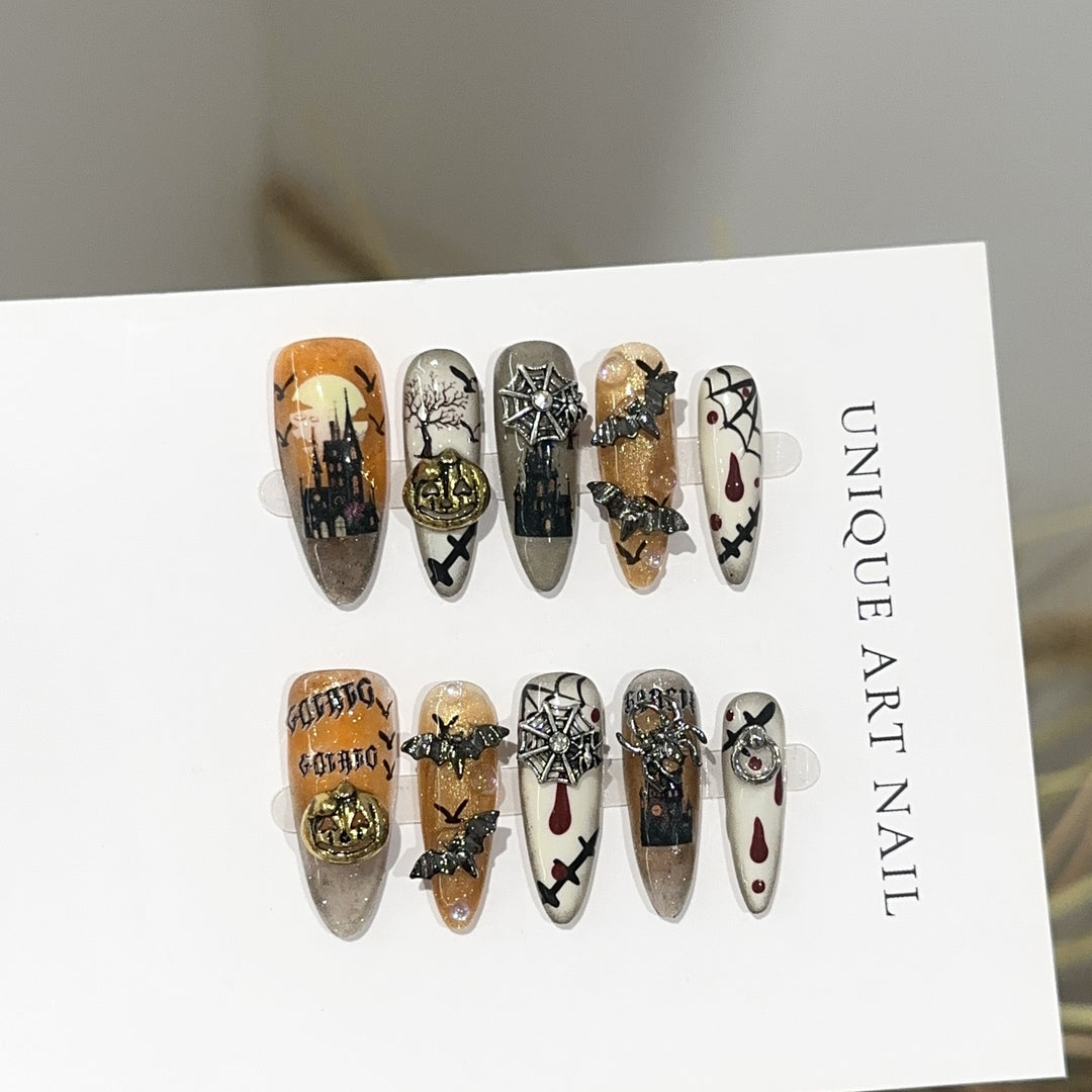 Gothic-Inspired Themed Press-On Nail Art Set