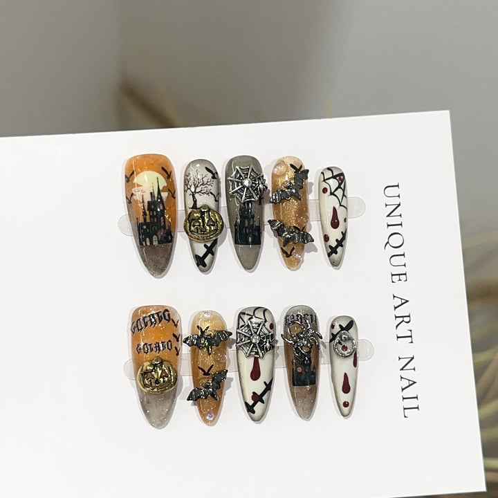 Gothic-Inspired Themed Press-On Nail Art Set